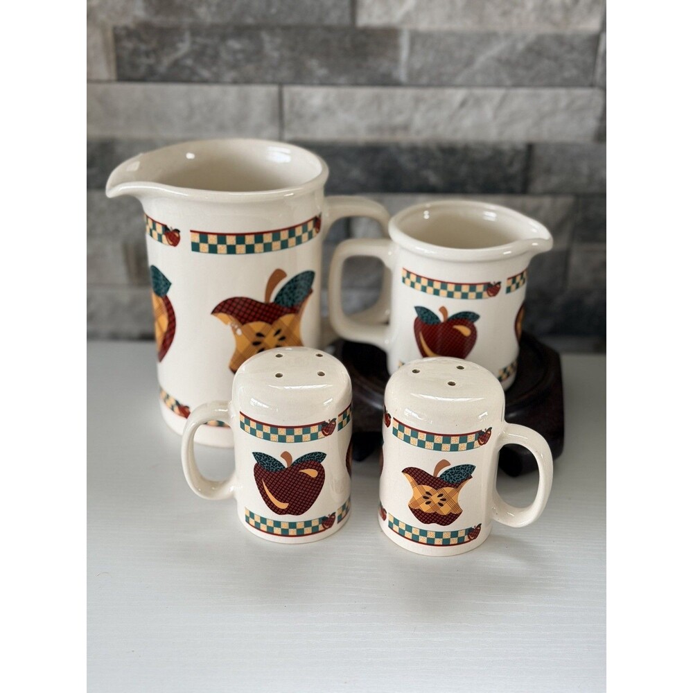 Vintage Tabletops Unlimited "A is for Apple" 4pc Set Cottagecore Farmhouse